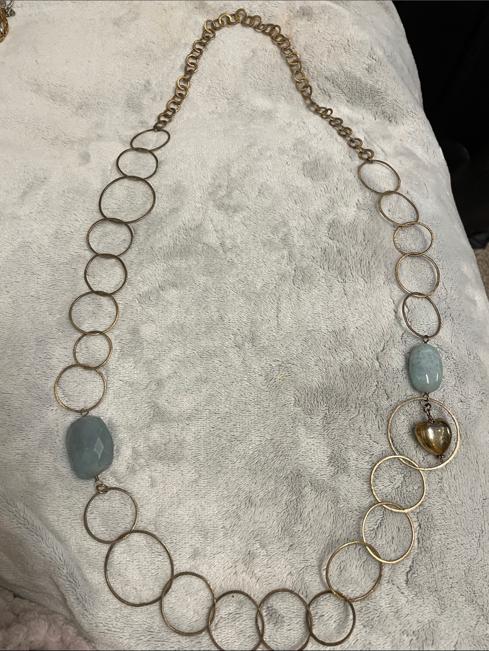 Hilberg & berk 14 k Gold 925 Circle Link moonstone Necklace with heart charm